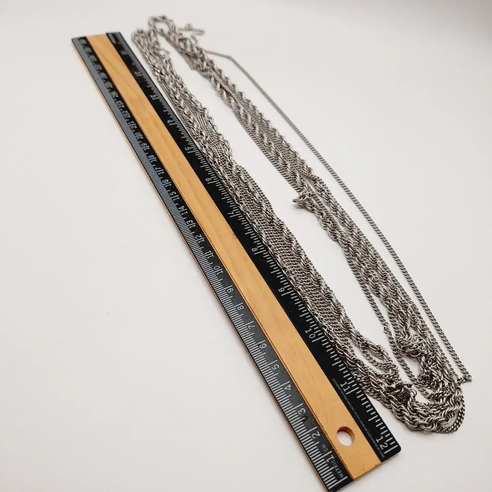 Vintage Monet 54 Inch Triple Strand Silver Tone Chain Necklace Layering